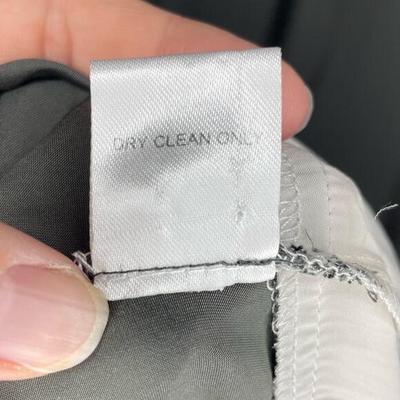 Ulla Johnson Grey Ivory Satin Drape Long Sleeve Split Neck Dress Size 4 - Picture 7 of 8